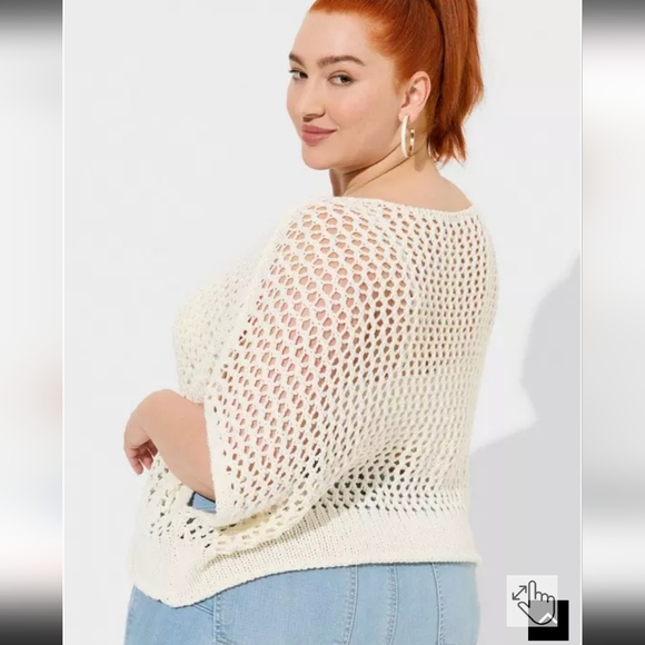 Torrid Cream Open-Knit Sweater - Picture 3 of 7